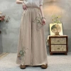Summer thin embroidered pants with a national trend, large-sized elastic and tight-waisted trousers with a national style, wide-leg embroidered pants, and Chinese-style embroidered culottes Application Scenario